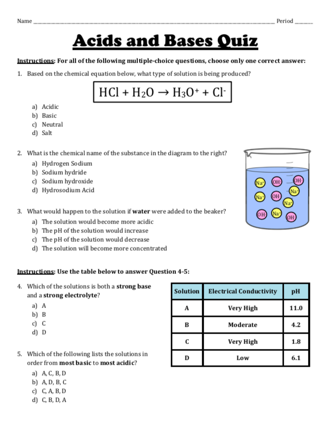 30 Acid Base Worksheet Answer Key