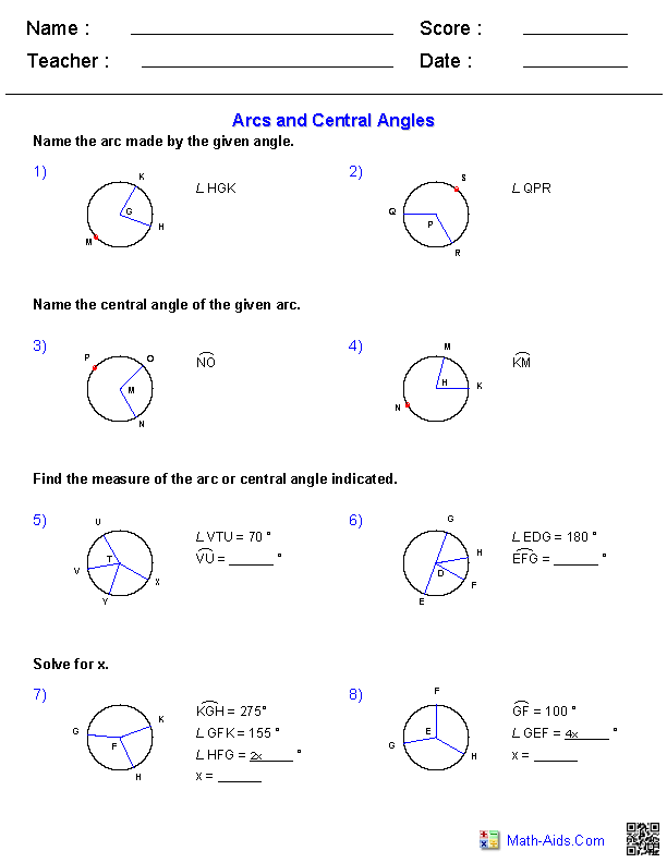 30 Area Of A Sector Worksheet Answers