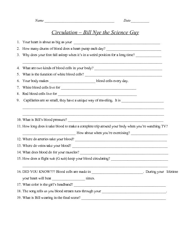 30 Bill Nye Science Guy Worksheets