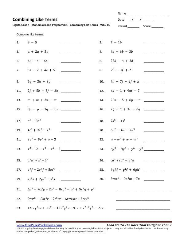 30 Combining Like Terms Solving Equations Worksheet