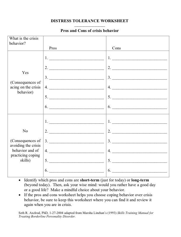 30 Dbt Pros And Cons Worksheet Pdf