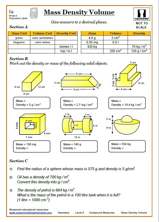 30 Density Mass And Volume Worksheet With Answers