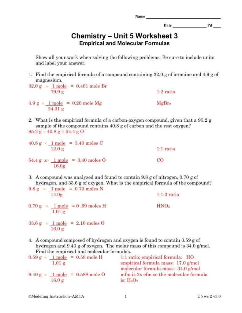 30 Empirical Formula And Molecular Formula Worksheet