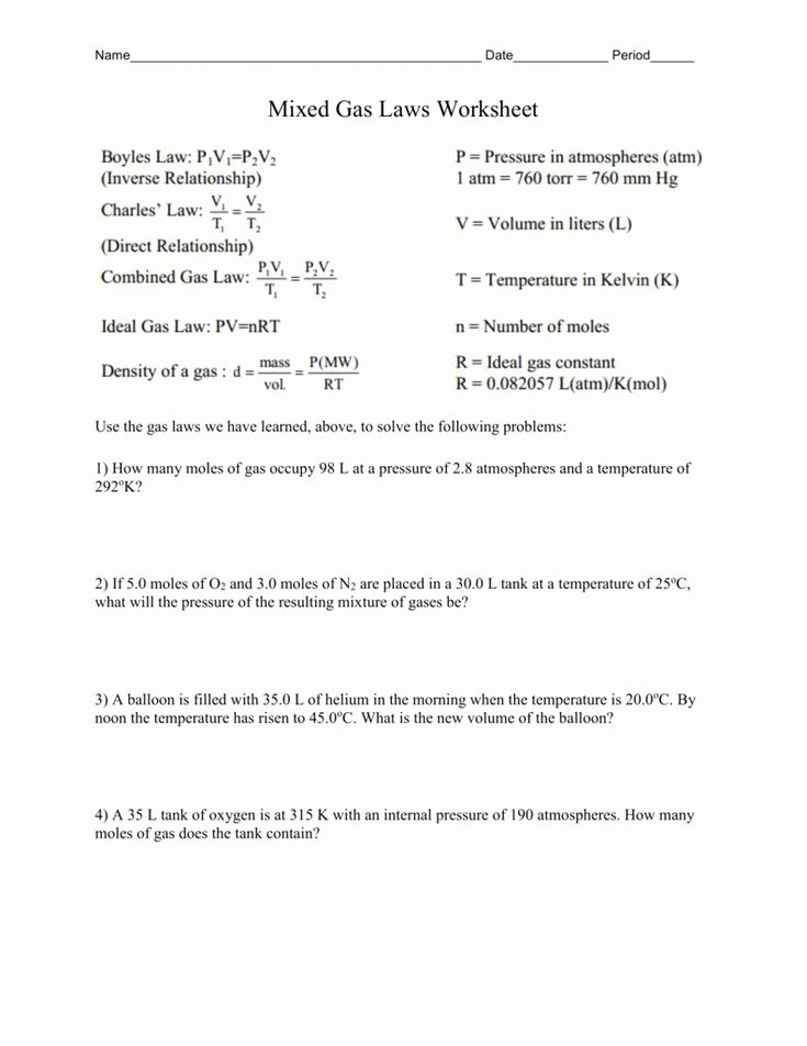 30 Gas Laws Ideal Gas Law Worksheet