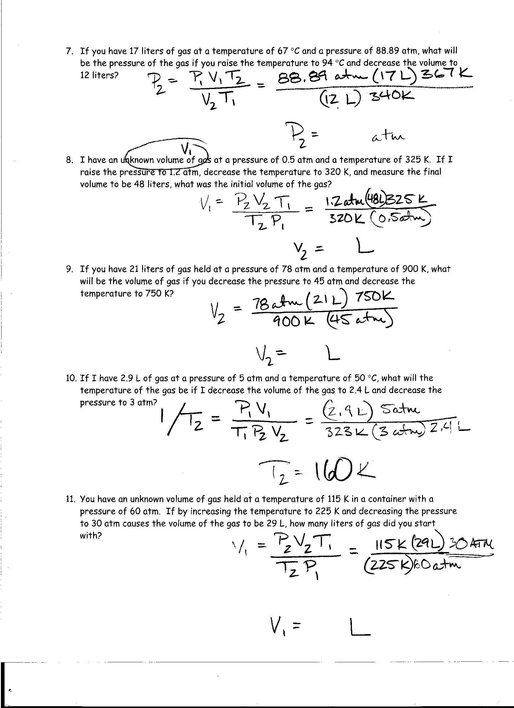 30 Gas Laws Ideal Gas Law Worksheet