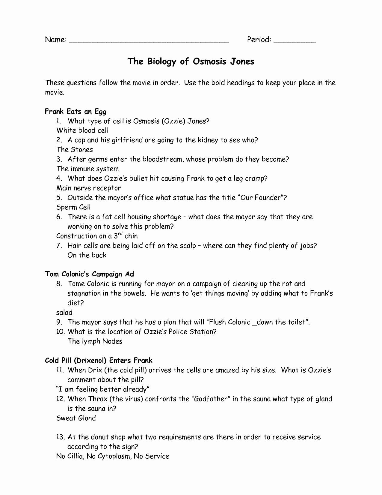 30 Osmosis And Diffusion Worksheet Answers Pdf