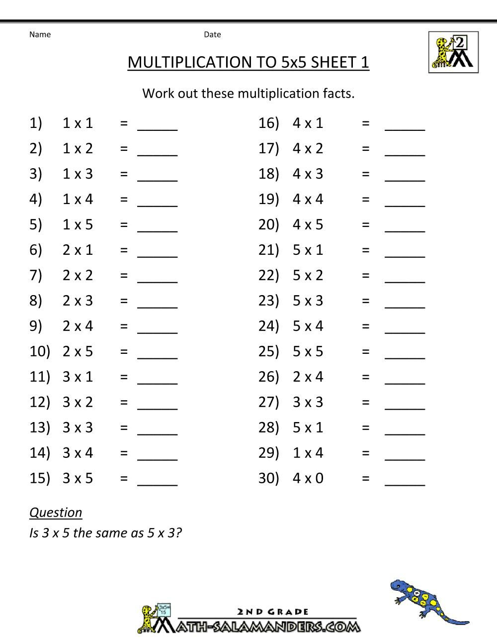 30 2Nd Grade Multiplication Worksheets Free