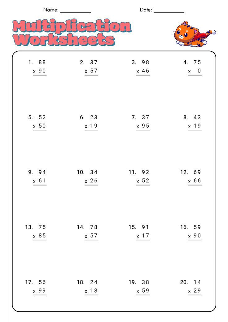 30 Free Multiplication Worksheets 5Th Grade