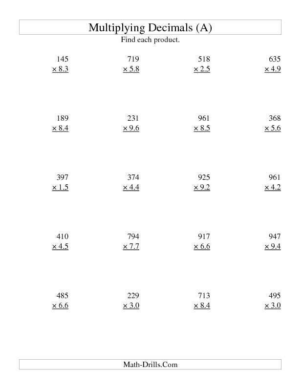 30 Free Multiplication Worksheets 5Th Grade