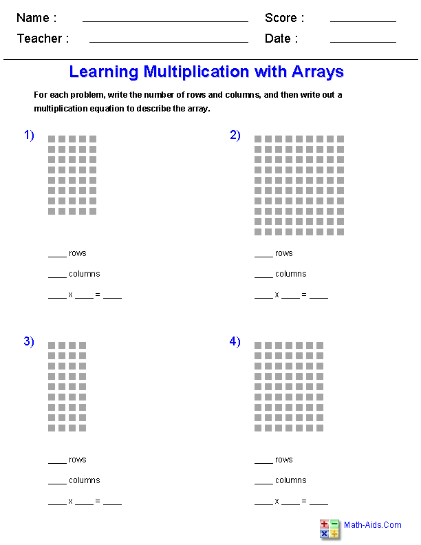 30 Multiplication Arrays Grade 2