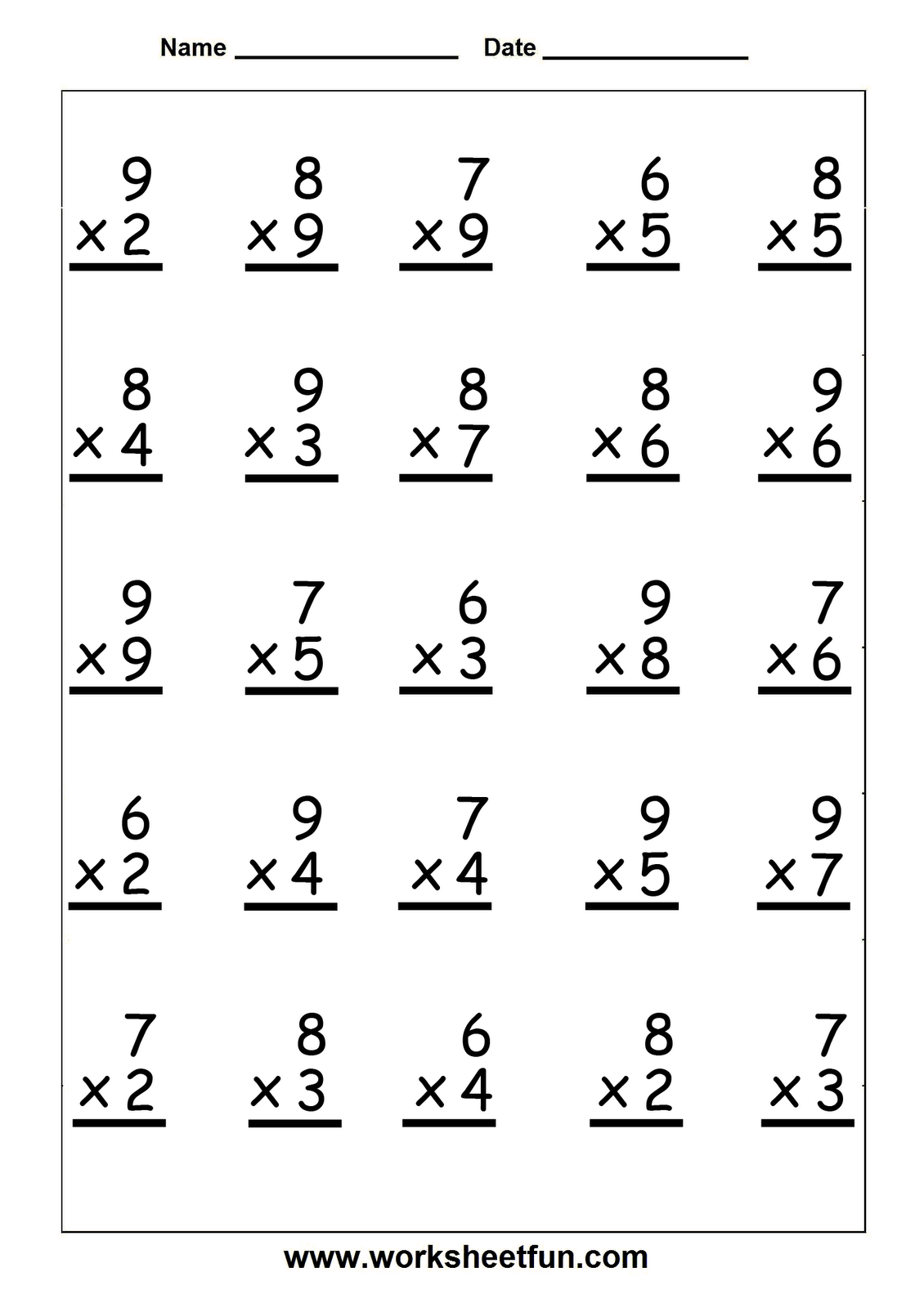 30 Multiplication Test Grade 2