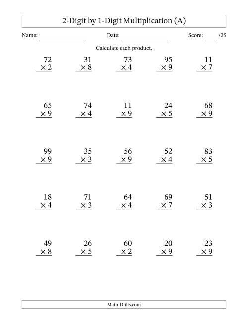 30 One Digit Multiplication Worksheets Free