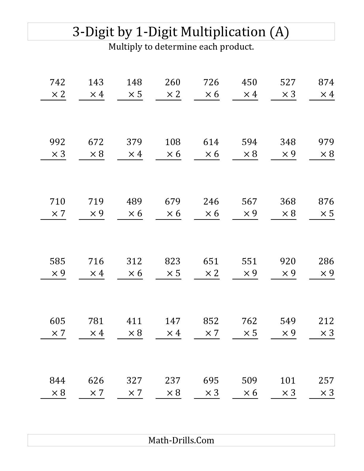 30 One Digit Multiplication Worksheets Free