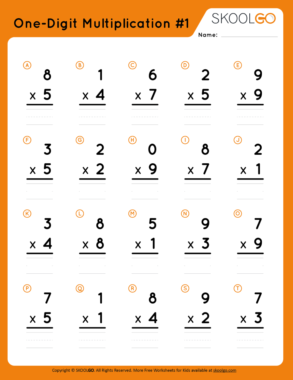 30 One Digit Multiplication Worksheets Free