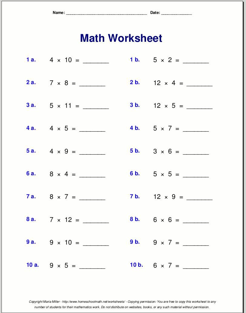 30 Simple Multiplication Worksheets Free Printable